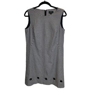 Tahari Arthur S Levine Sleeveless Black White Gingham Dress Sz 6 Work Cocktails